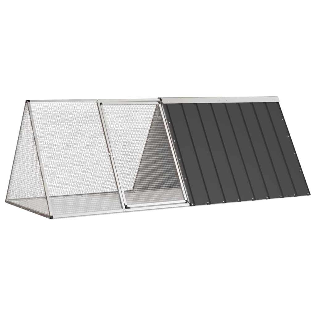 vidaXL Rabbit Cage - Galvanized Steel Rabbit Hutch with Lockable Latch System and Ventilated Mesh Design, Anthracite - 79.3x31.7