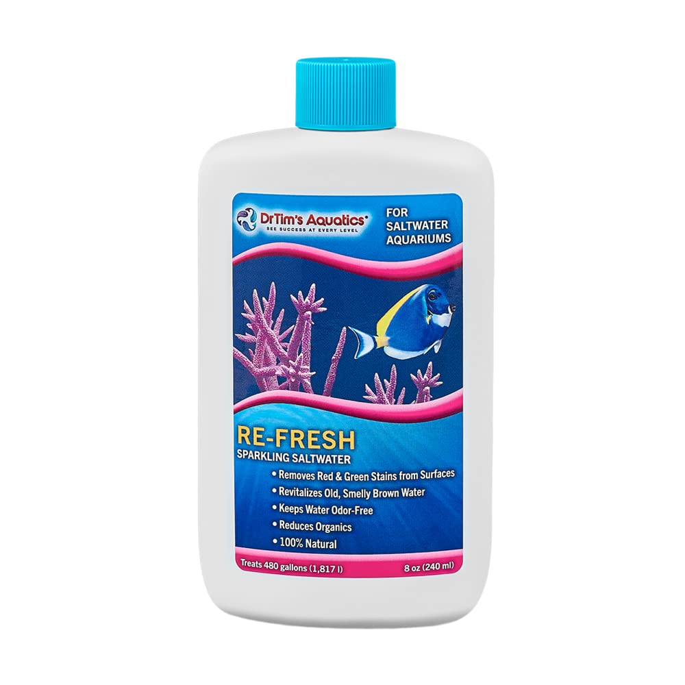 DrTims Aquatics Re-Fresh for Saltwater Aquariums - 100% Natural Fish Tank Sanitizer & Revitalizer Conditioner Solution Fresh, C