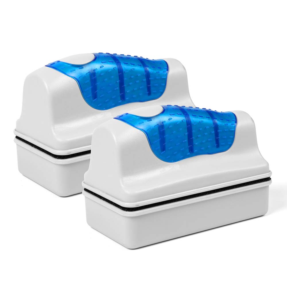 Datoo Aquarium Cleaner Fish Tank Glass Cleaner Algae Cleaner Scraper Magnetic Scrubber Algae Clean Brush, 2 Pcs,Size Large, 1 Yr