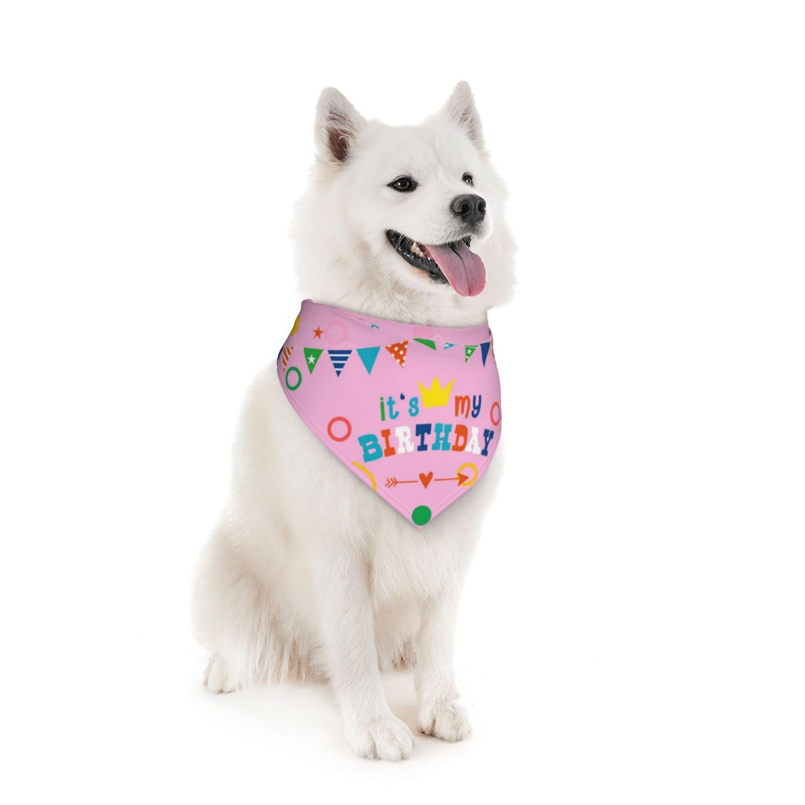 It'S My Birthday Pink Dog Bandana Scarf Triangle Bibs Pet Accessories Cat Kerchief
