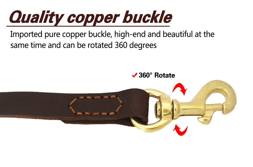 Leather Dog Leash 5Ft X 3/4 Inch, Heavy Duty Genuine Leather Braided Dog Training Leash, Soft And Strong Cowhide Dog Leashes For