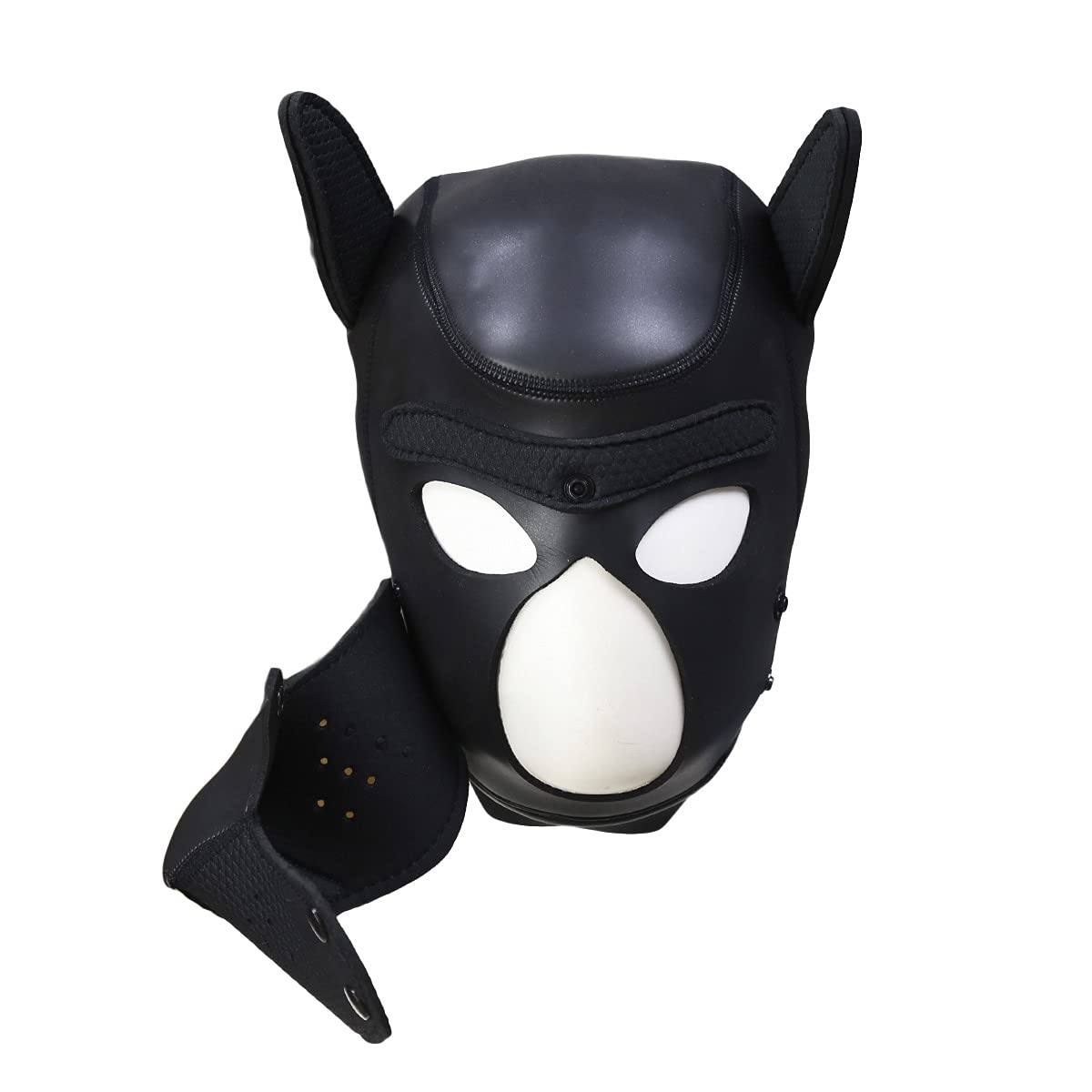 Quyuwowo Neoprene Dog Full Face Puppy Mask Removable Pup Hood Halloween Mask (Black, Mask)
