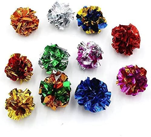 Ismarten 10 Packs Crinkle Balls Cat Toys For Indoor Cats, Lightweight Shiny Crinkle Paper Ball For Kitten (Random Color) (3.94 I