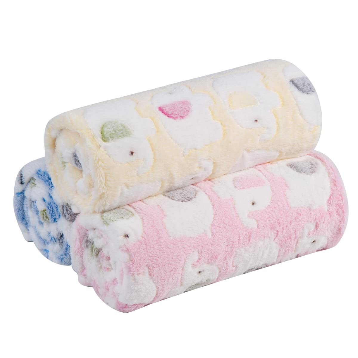 Pet Soft 1 Pack 3 Blankets Pet Blankets For Large Dogs, Fluffy Cats Dogs Blankets For Small Medium & Large Dogs, Cute Print Pet Throw Puppy Blankets 3 Pack (Elephant, 3M)