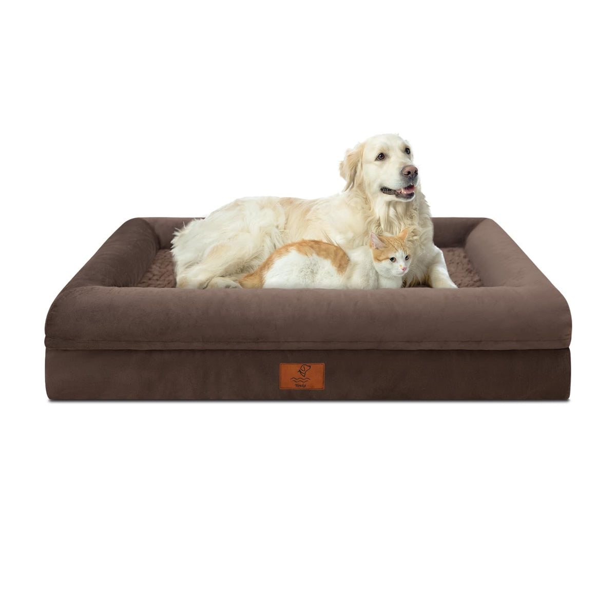 Yiruka Xl Dog Bed, Orthopedic Dog Bed, Washable Dog Bed With [Removable Bolster], Waterproof Dog Bed With Nonskid Bottom, Pet Bed, Brown Dog Beds For Extra Large Dogs