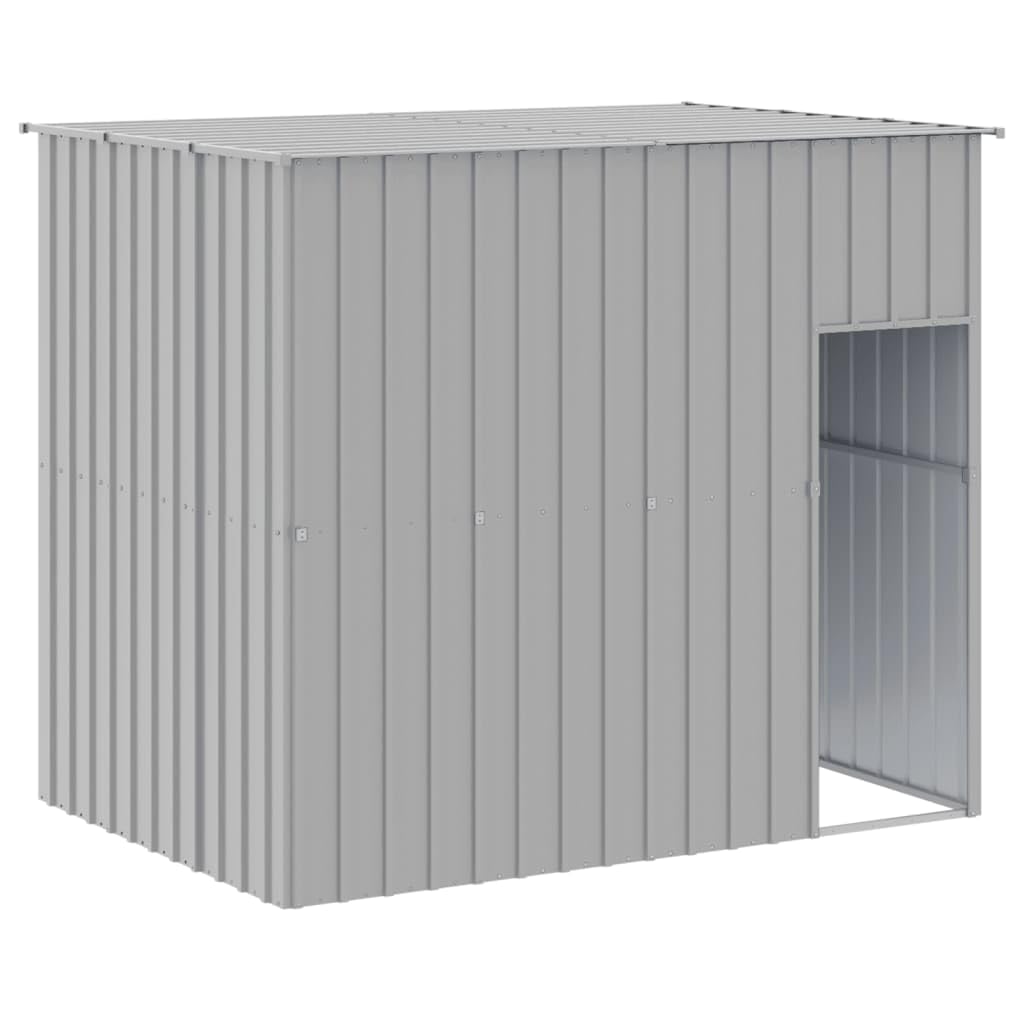 vidaXL Dog House, Dog Kennel with Run, Dog Cage with Lockable Door and Latch, Pet House for Small Animals, Light Grey Galvanised Steel