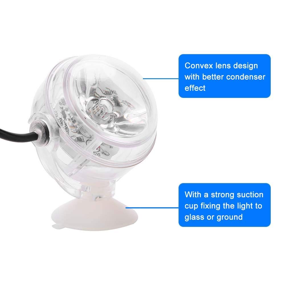 Semme LED Fish Spot Light, 180 Degree Rotation Mini RGB Spotlights Submersible Fish Lamp for Aquarium Fountain Fish Pond Water G