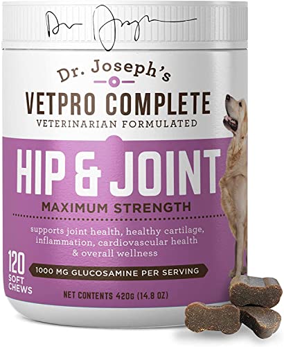 VetPro Dog Hip and Joint Supplement - Pain and Inflammation Relief Chews with Glucosamine, Chondroitin, MSM, Turmeric, Vitamin C