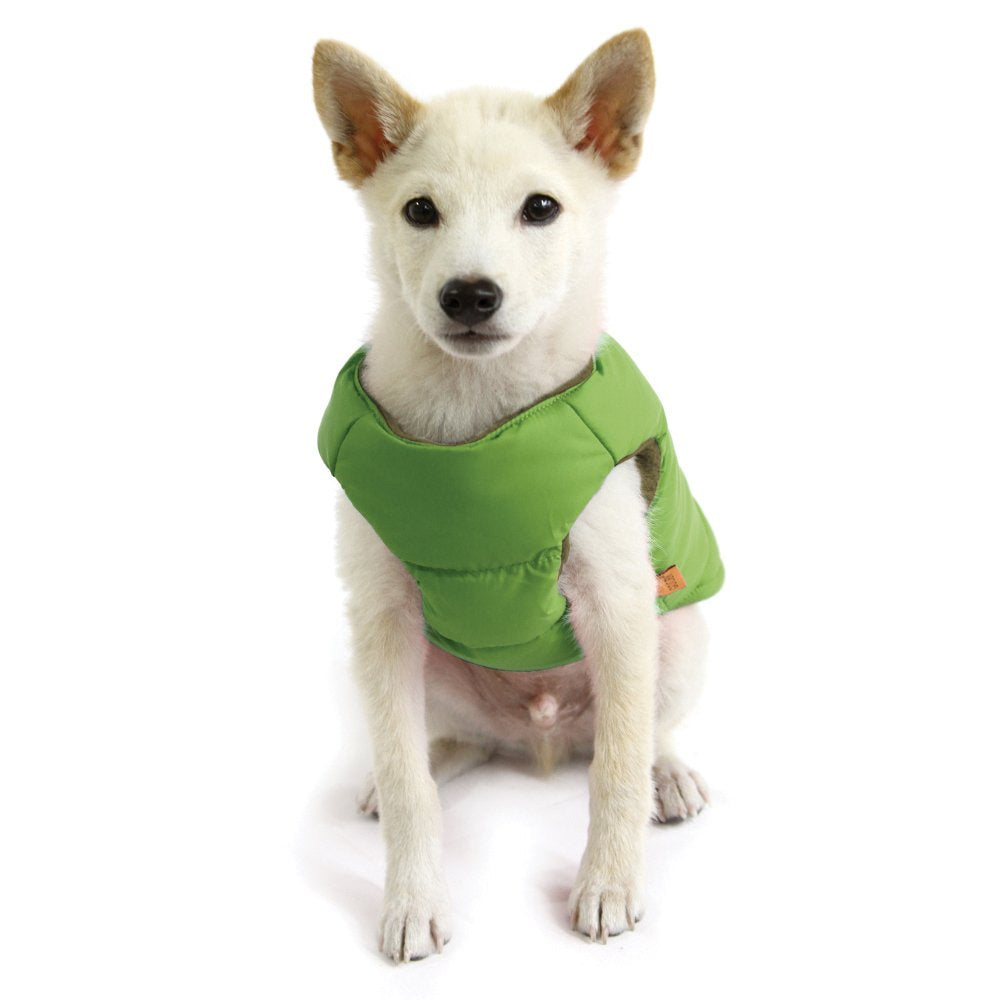 Gooby Padded Vest Dog Jacket - Solid Green, X-Large - Warm Zip Up Vest Fleece Jacket With Dual D Ring Leash - Water Resistant Sw