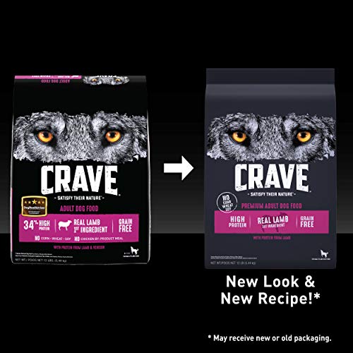 CRAVE Grain Free High Protein Adult Dry Dog Food with Lamb, 12 lb. Bag
