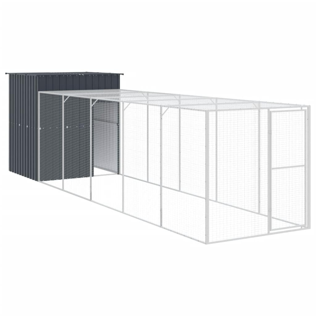 vidaXL Chicken Cage with Extended Run - Durable Galvanized Steel Construction, Anthracite Color - Ideal for Chickens and Small 