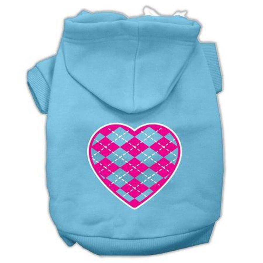 Mirage Pet Products 10&quot; Argyle Heart Pink Screen Print Pet Hoodie, Small, Light Pink