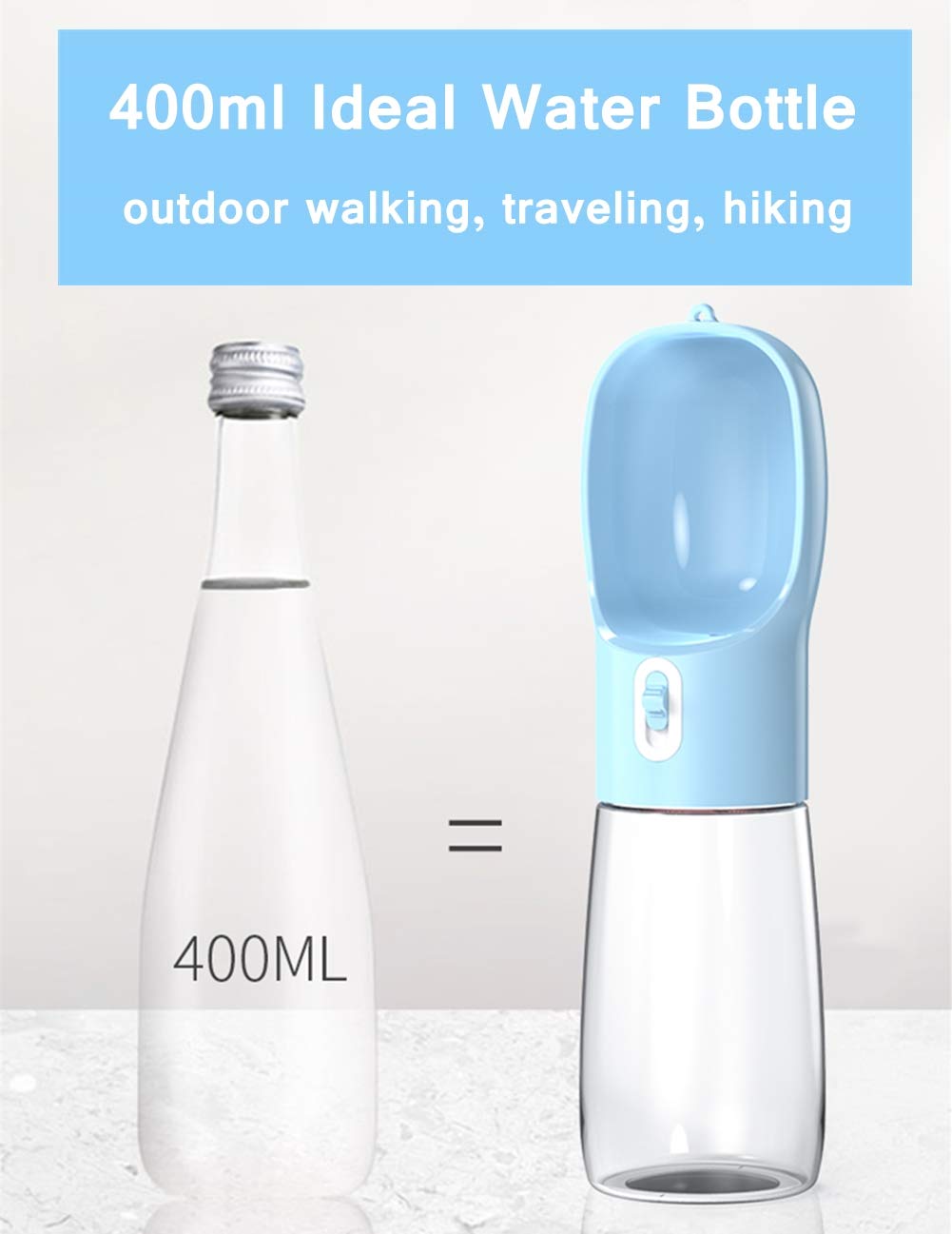 Liphier Portable Dog Travel Water Bottle - Carriable Puppy Water Dispenser For Traveling｜Walking｜Outdoor Activities - Blue
