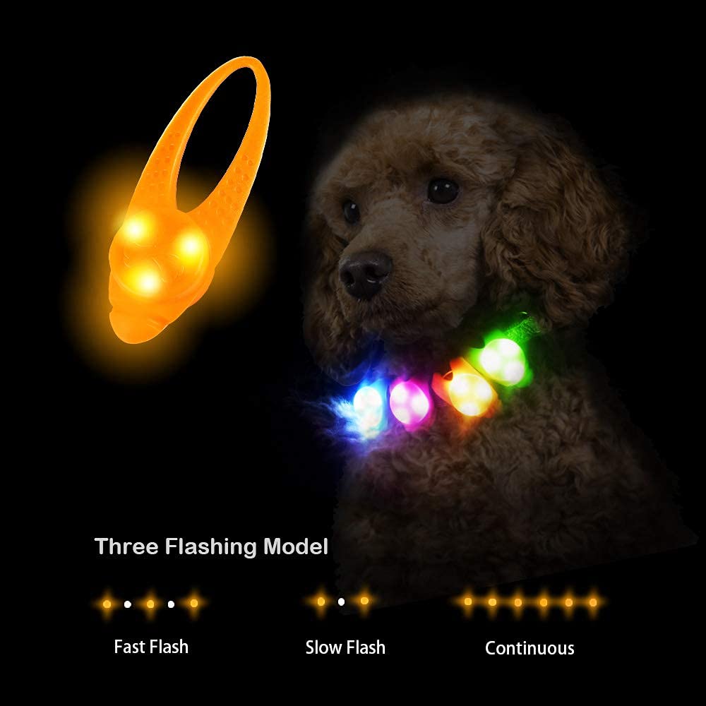 LaRoo LED Dog Collar Lights - Clip-On Night Walking Flashlight for Dogs, Orange-A, Perfect for Safe Nighttime Walks