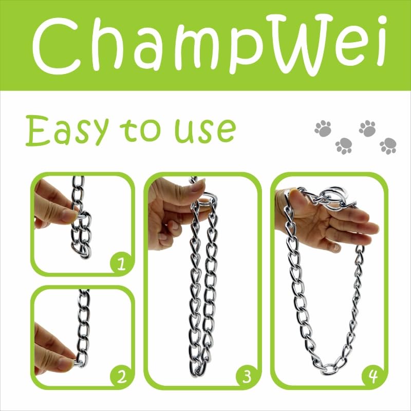 ChampWei Heavy Chain Dog Metal Collars, Adjustable Weather Proof Alloy Steel Necklace for Small Medium Large Dogs (Fancy Gold, 3