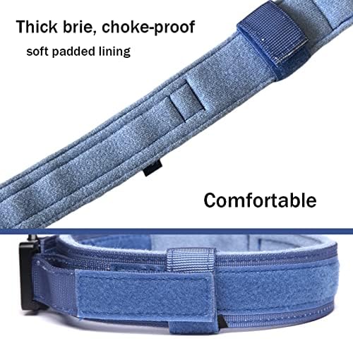 Tactical Dog Collar Military Dog Collar Adjustable Nylon Dog Collar Heavy Duty Metal Buckle With Handle For Dog Training (Dark Blue,Xxl)