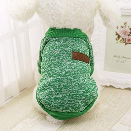 Idepet Pet Dog Classic Knitwear Sweater, Fleece Coat For Small,Medium Dog,Warm Pet Dog Cat Clothes,Soft Puppy Customes (M, Green