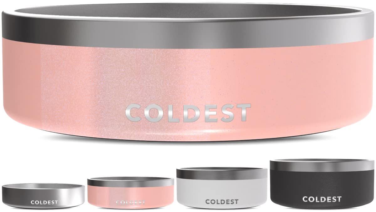 Coldest Dog Bowl - Anti Rust Metal, Non Slip, 3 Layers Insulated Stainless Steel Dog Bowls - Spill Proof & Heavy Duty - Water Bo