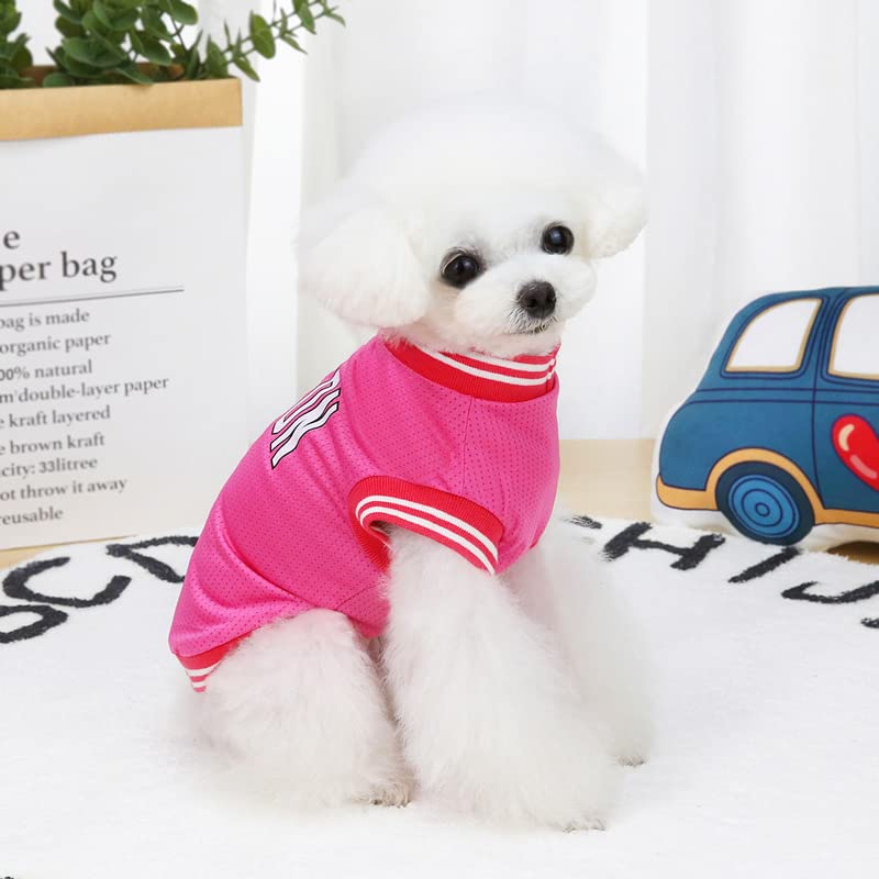 Dog Clothes Basketball Mesh Breathable T-Shirt,Pet Clothes Puppy Sportswear Spring/Summer Fashion Dog Shirt. (Pink, Large)