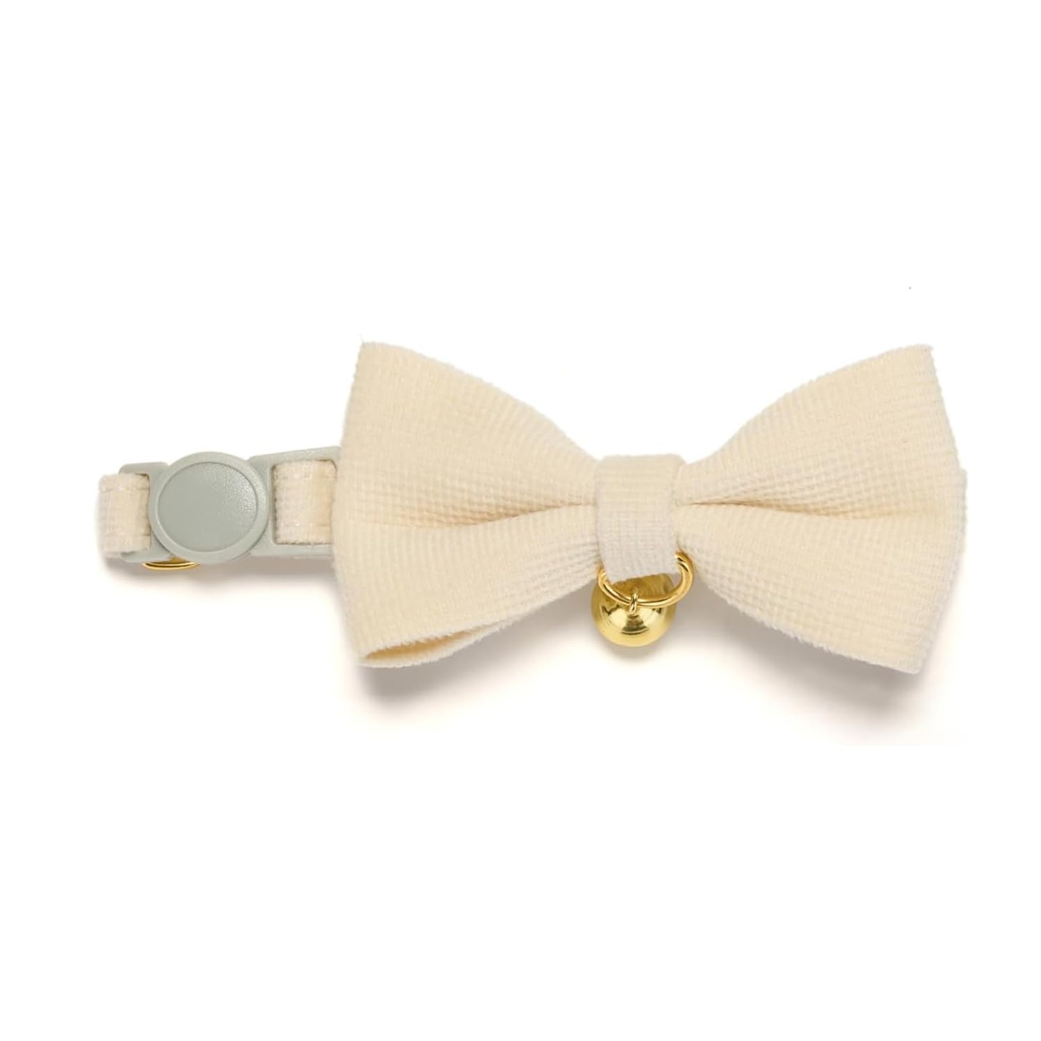 Petiry Soft Corduroy Cat Collar, Plaid Pattern, With Bell And Bowtie, Safety Breakaway Clasp, Adjustable For Kitten And Cats Whi