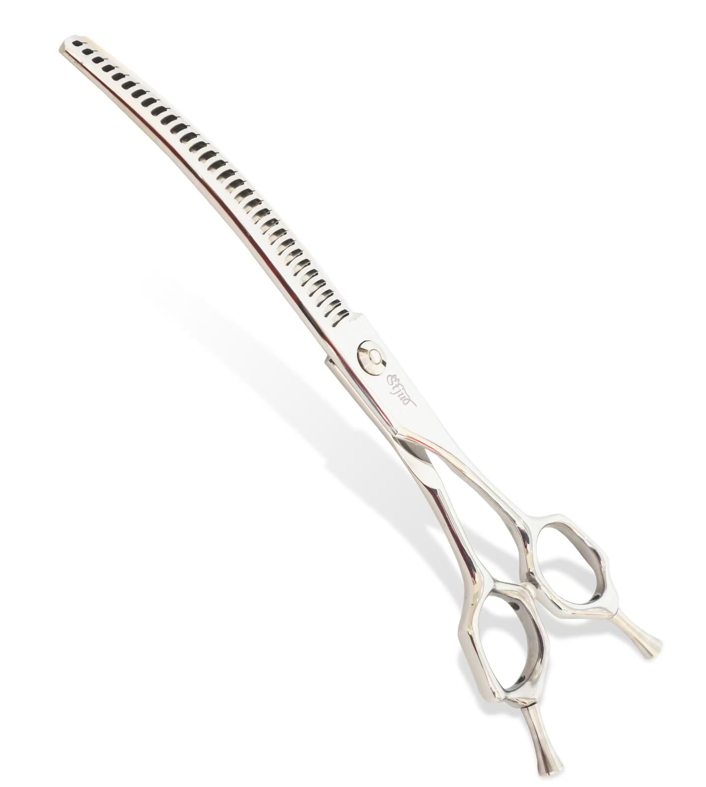 Stjuo Professional Dog Grooming Scissors, Japanese 440C Stainless Steel, 62 Hrc Hardness, Curved Chunker