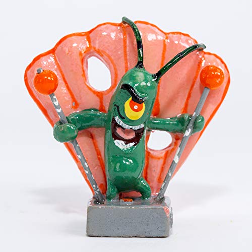 Penn-Plax Spongebob Aquarium Ornament - Plankton, Mini Size, Multicolor, Plastic, Great for Freshwater & Saltwater Tanks
