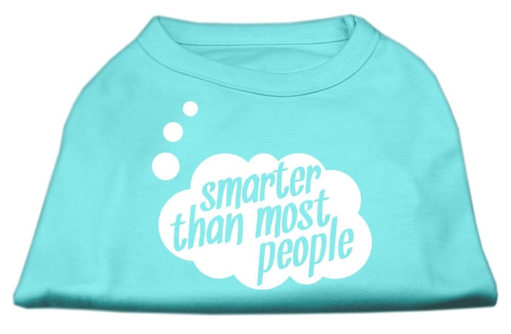 Pet Dog & Cat Shirt Screen Printed, 'Smarter Than Most People' Aqua 3Xl (25-35 Lbs.)