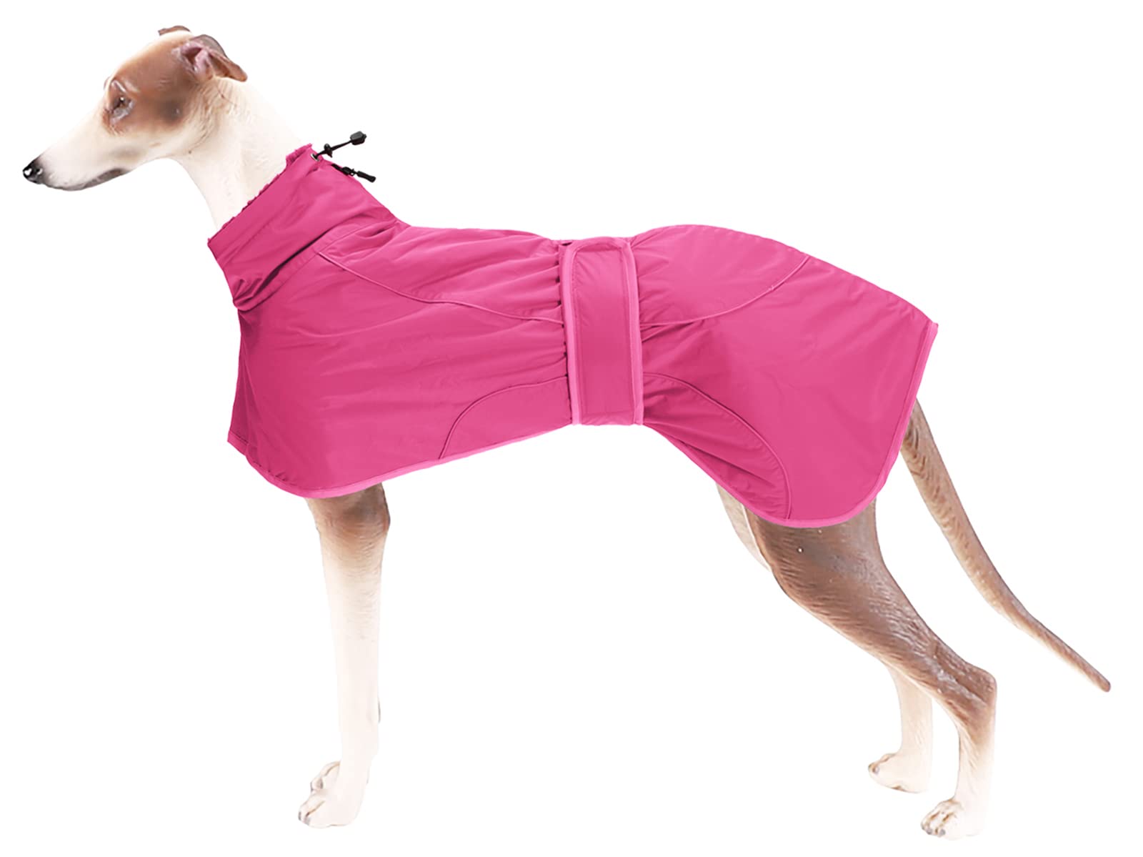 Greyhound Winter Coat, Whippet Coat With Padded Fleece Lining, Water Resistant Dog Jacket With Adjustable Bands And Reflective - Pink - Large