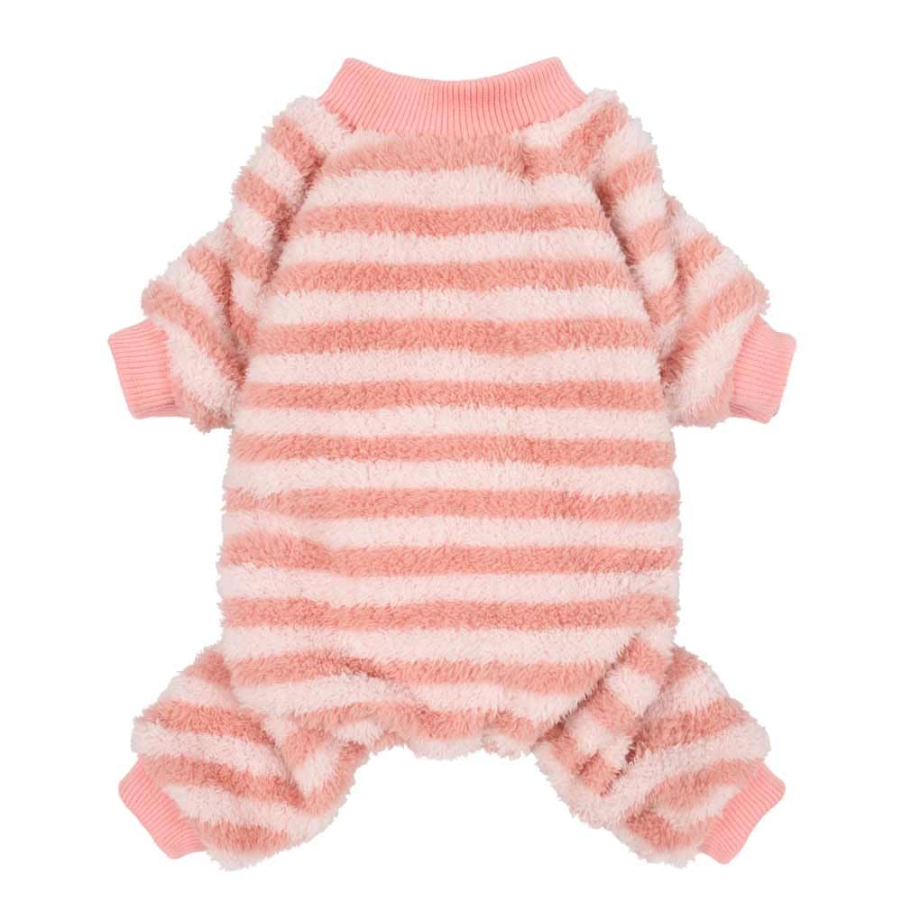 Fitwarm Fuzzy Fleece Stirped Dog Pajamas, Warm Dog Winter Clothes For Small Dogs Girl, Cozy Dog Onesie, Pet Jumpsuit, Doggy Appa