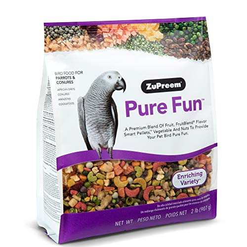 Zupreem Pure Fun Bird Food For Parrots And Conures, 2 Lb - Blend Of Fruit, Natural Fruitblend Pellets, Vegetables, Nuts For Afri