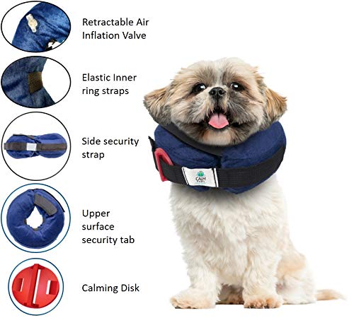 Calm Paws Behavior Support Protective Inflatable Collar Small w/Dog Calming Disc