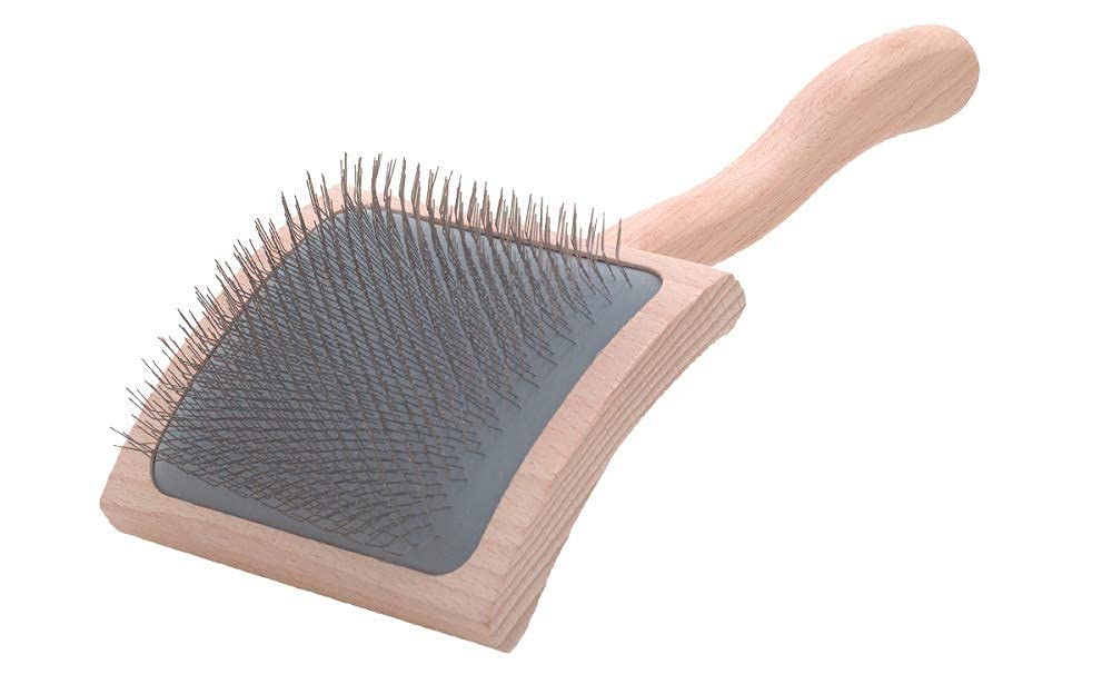 Chris Christensen Mark Vii Curved Slicker Dog Brush, Groom Like A Professional, Stainless Steel Pins, Lightweight Beech Wood Body, Ground And Polished Tips, Large