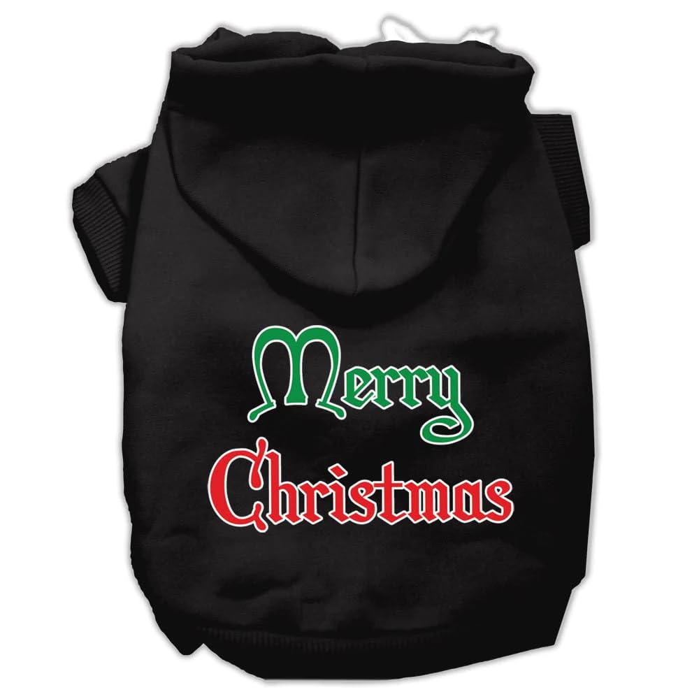Christmas Pet Dog & Cat Hoodie Screen Printed, Merry Christmas Blue LG (10-14 lbs.)