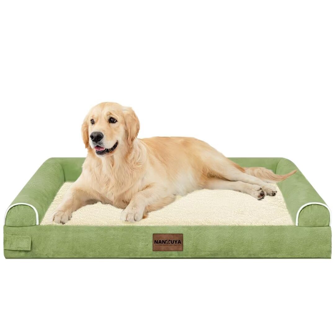 Large Dog Bed Orthopedic Washable: Beds Bolster Xl Bed Medium Large Dogs Egg Crate Foam Couch Sofa Waterproof With Removable Cover - Grass Green