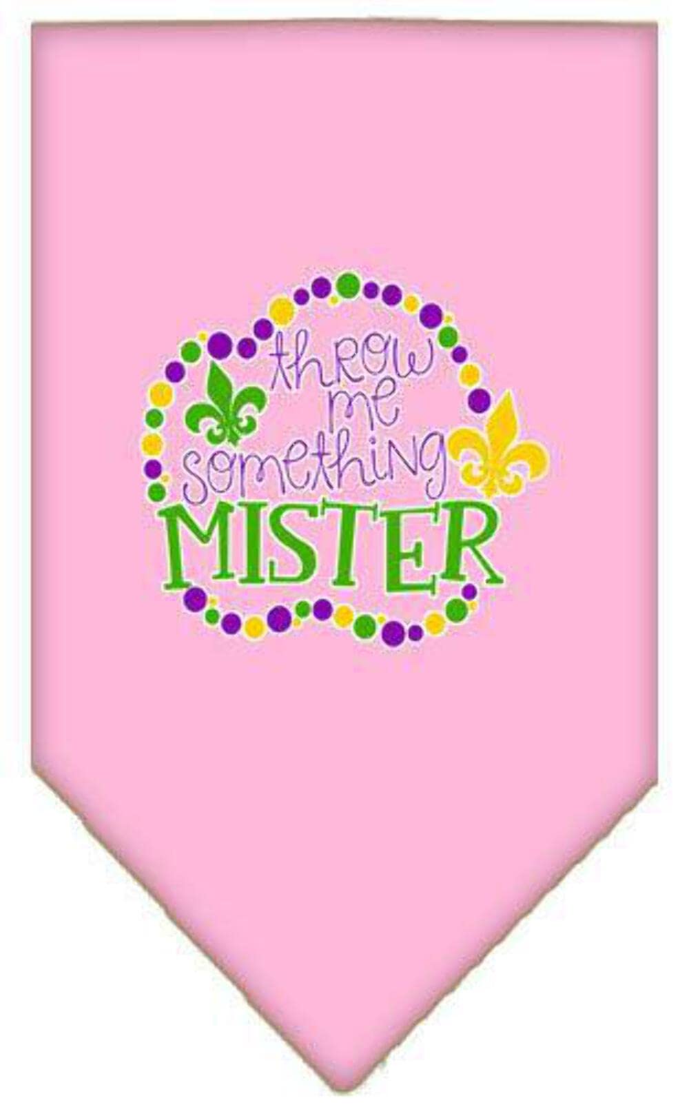 Mirage Pet Product Throw me Something Screen Print Mardi Gras Bandana Light Pink Large