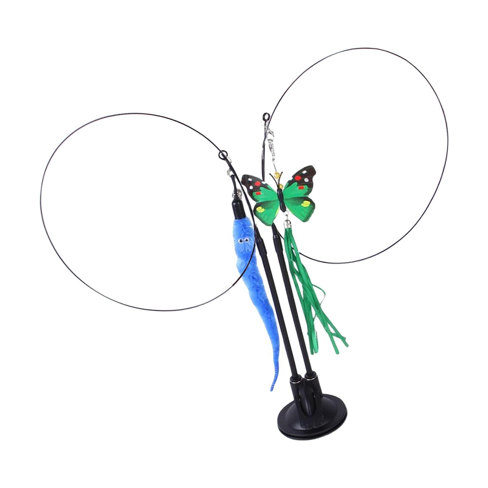 The Style Sutracat Feather Wand Toy With Sucker Indoor Cats Training Exercise Scratching Green Blue Worm|Pet Supplies | Cat Supp