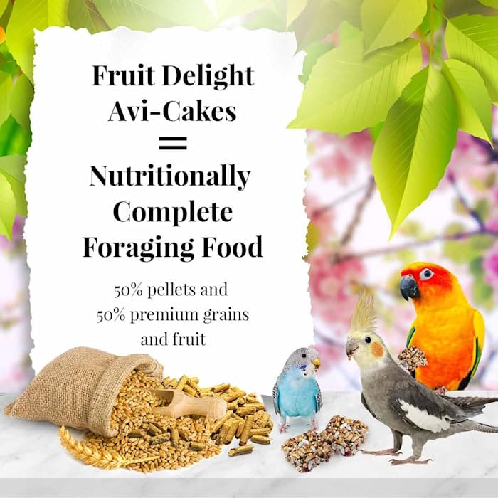 LAFEBERS Fruit Delight Avi-Cakes Pet Bird Food, Made with Non-GMO and Human-Grade Ingredients, for Cockatiels Conures Parakeets