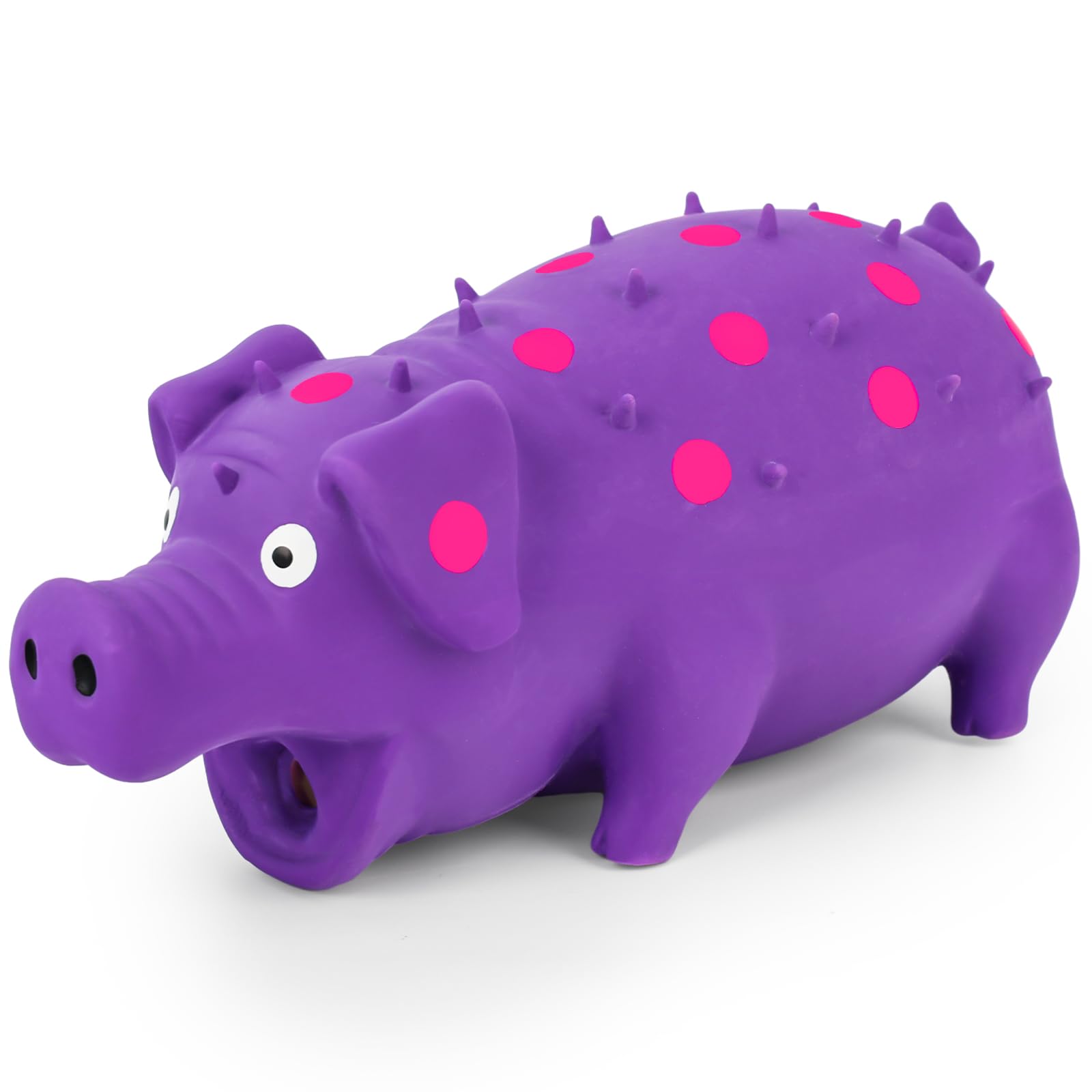 Poplay Squeaky Pig Dog Toys - Purple Latex Grunting Pig Dog Toy For Anxiety Relief And Chew Toy