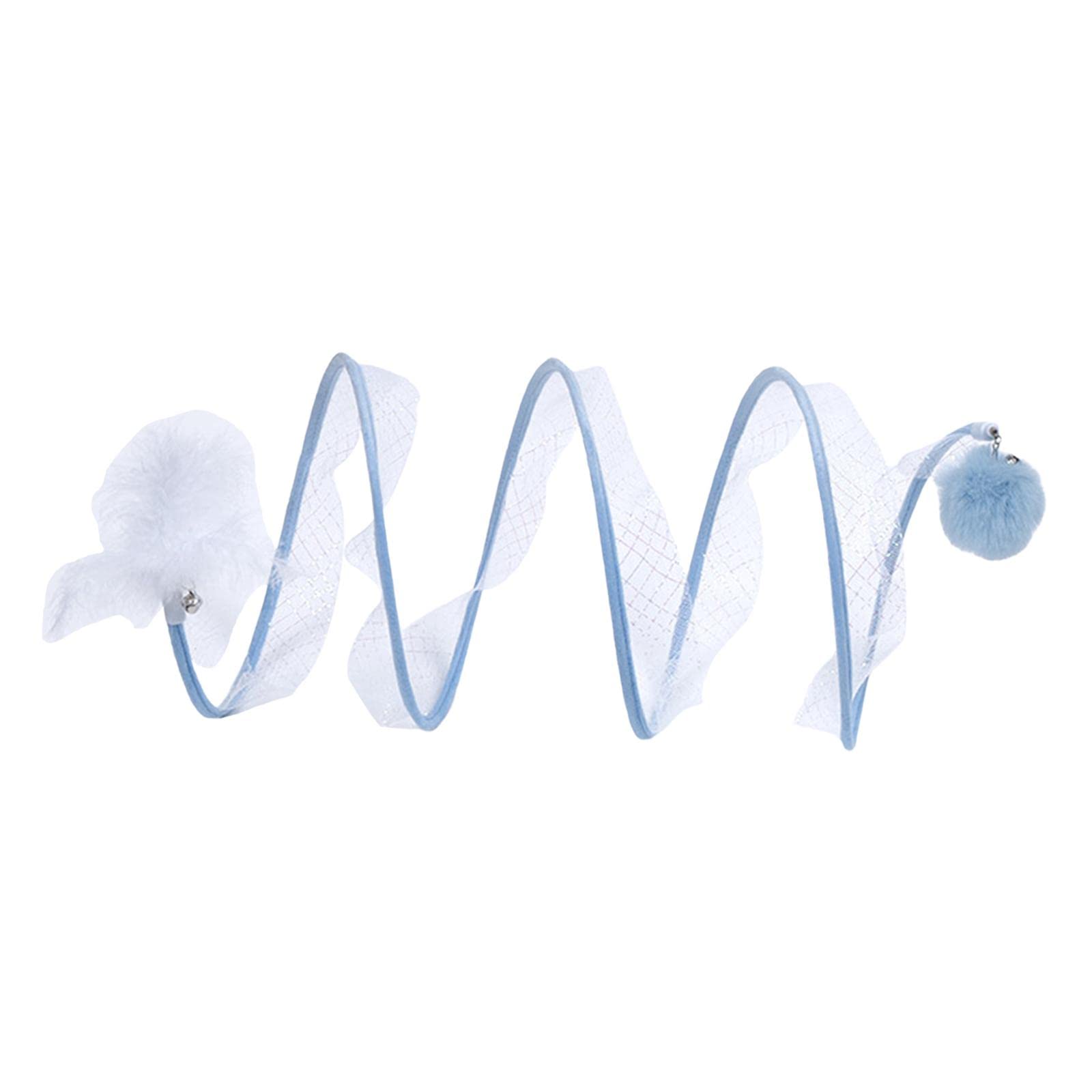 Atorse Folded Cat Tunnel Runway Self Play Cat Toys Spring Toy For Kitty Blue