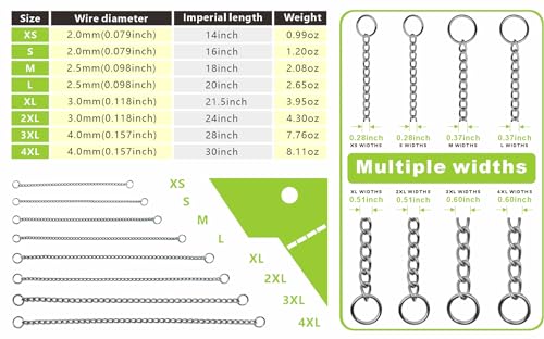 ChampWei Heavy Chain Dog Metal Collars, Adjustable Weather Proof Alloy Steel Necklace for Small Medium Large Dogs (Silver, M)