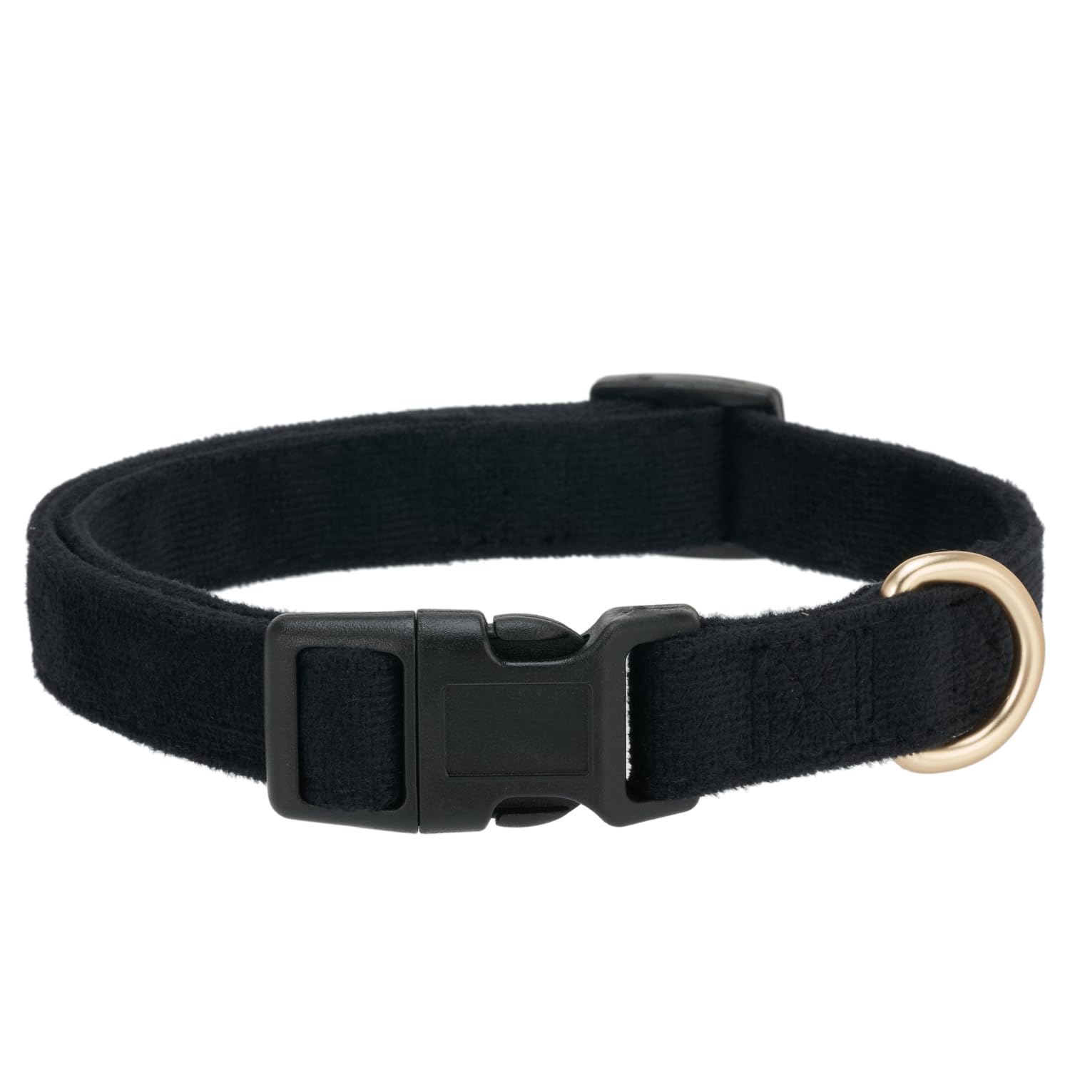 Petiry Soft Corduroy Fibric Dog Collar, Quick Side Release Buckle, for Medium Dogs.(Black,Medium:12-19'')