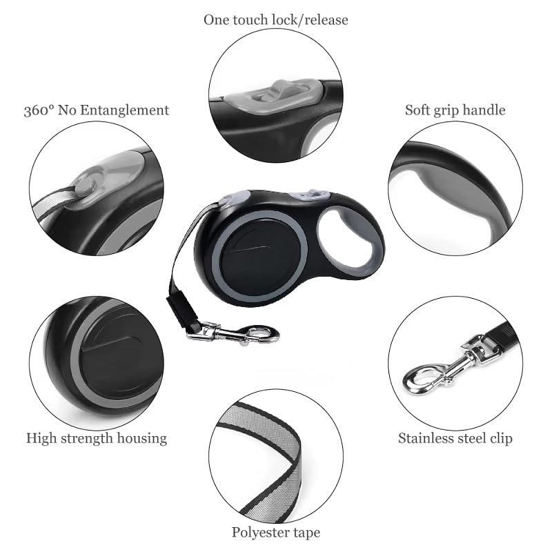 OUTnWILD Retractable Dog Leash, 16 ft Heavy Duty Dog Leash for Large Breeds/Pets Up to 110 lbs, 360 Tangle Free Design with One