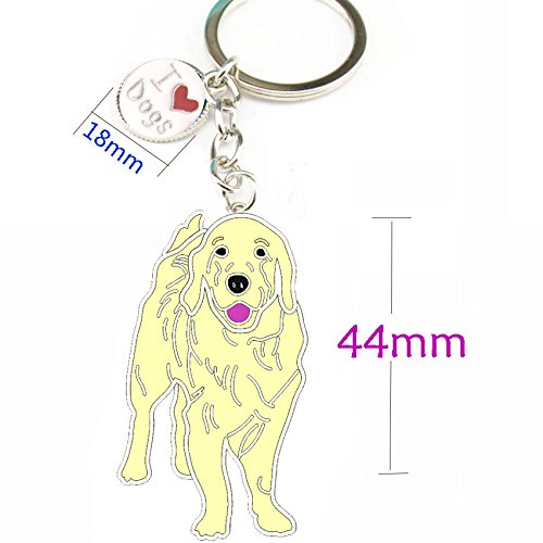 Harikaji Dog Keychain ring, Cool Cute Pet Dog Keyring Bag Charm Mini Metal Key Ring Keyfob (Golden Retriever 2)