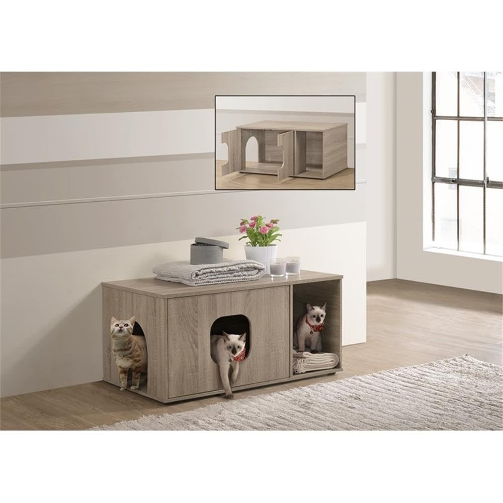 Progressive Furniture Finn Engineered Wood Cat Litter Box Enclosure in Taupe