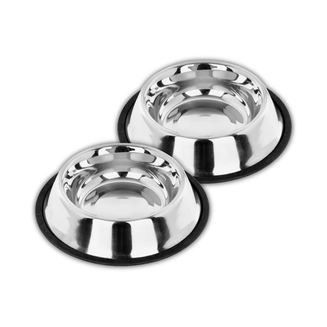 Madhabi Stainless Steel Pet Bowls For Dogs & Cats  Size 4, AntiSlip Rubber Base, Rust & Scratch Resistant, Lightweight Food & 