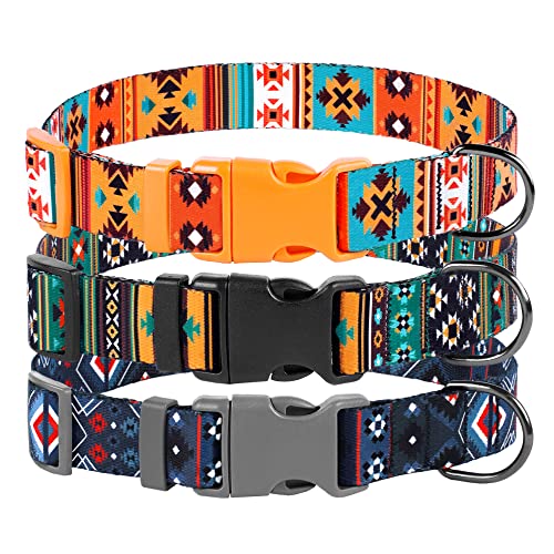 Southwest Dog Collar Tribal Pattern Adjustable Puppy Pet Collars For Small Medium Large Dogs Aztec Print (Aztec, Neck Fit 18'-26')