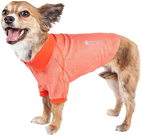 Pet Life  Active Furflexed Relaxstretch Wickproof Performance Dog Polo Tshirt, Orange  Xsmall