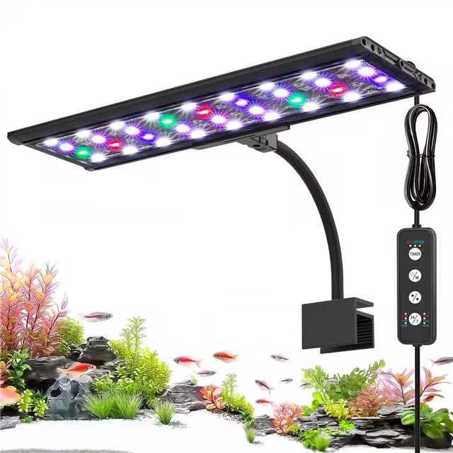 AQQA LED Aquarium Light, 24/7 Mode Clip on Fish Tank Light with Memory Function, DIY Mode Full Spectrum Aquarium Plant Light, Ad