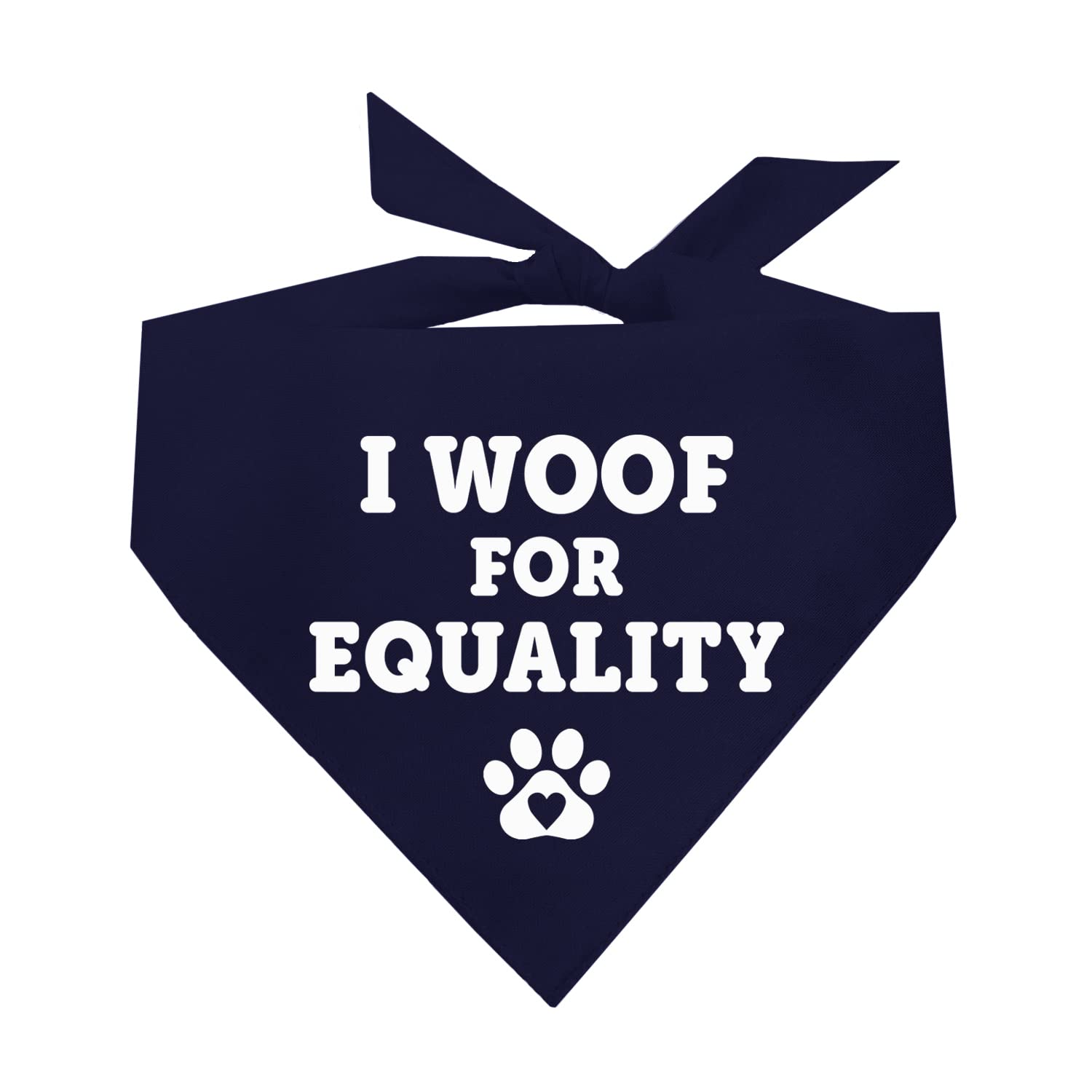I Woof For Equality Dog Bandana | 100% Cotton Adjustable Triangle | Made In Usa | Pride Day | Lgbtq+ | Rainbow | Parade |Navy, O