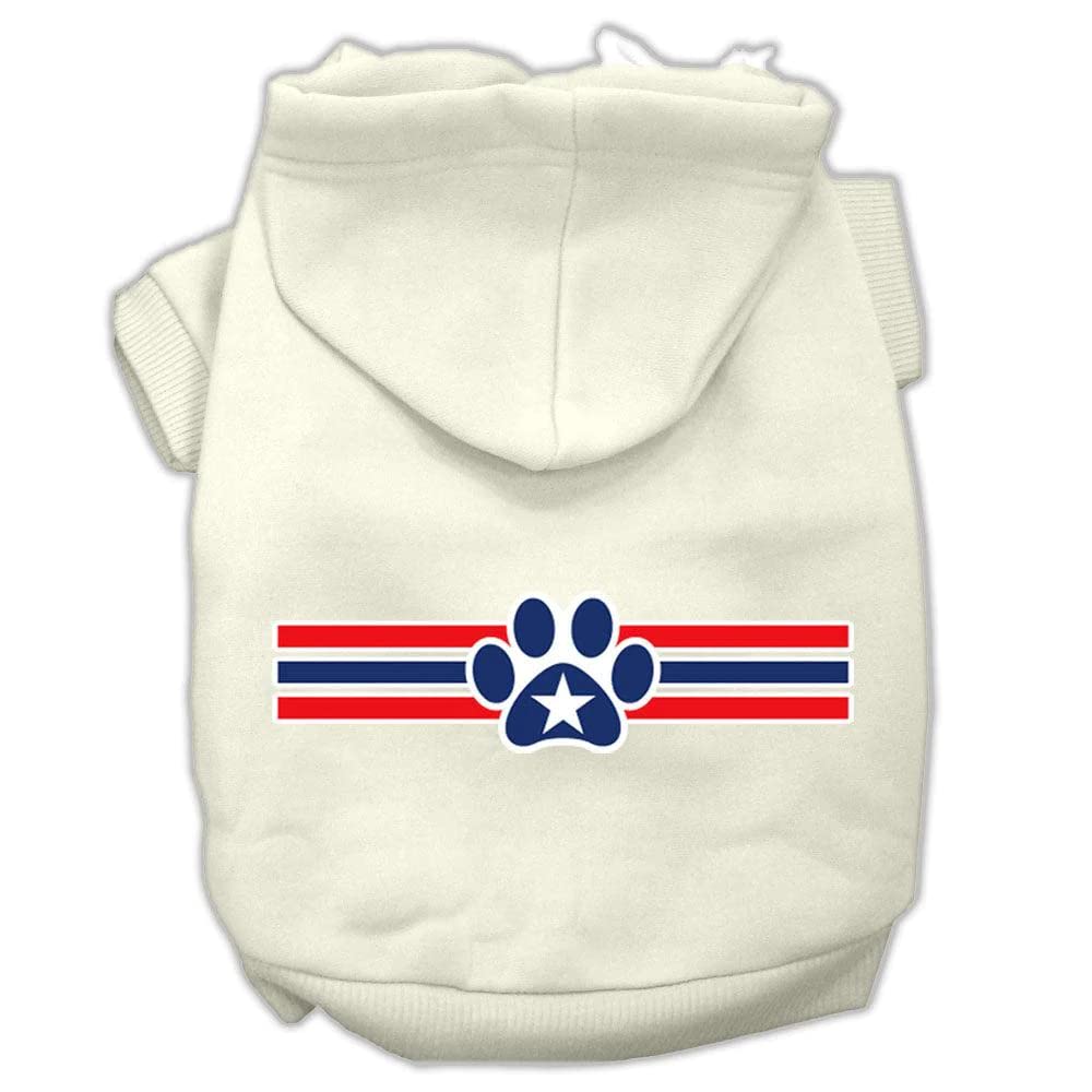 Pet Dog & Cat Hoodie Screen Printed, Patriotic Star Paw Bright Pink XL (14-20 lbs.)